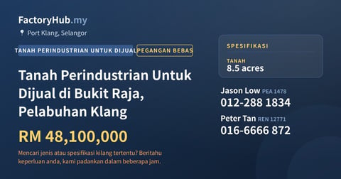 Tanah Untuk Dijual - Tanah Perindustrian Untuk Dijual di Bukit Raja, Pelabuhan Klang - Port Klang, Selangor