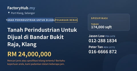 Tanah Untuk Dijual - Tanah Perindustrian Untuk Dijual di Bandar Bukit Raja, Klang - Port Klang, Selangor