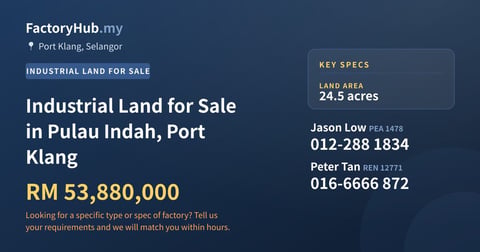 Land For Sale - Industrial Land for Sale in Pulau Indah, Port Klang - Port Klang, Selangor