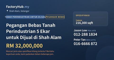 Tanah Untuk Dijual - Pegangan Bebas Tanah Perindustrian 5 Ekar untuk Dijual di Shah Alam - Shah Alam, Selangor