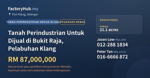 Tanah Untuk Dijual - Tanah Perindustrian Untuk Dijual di Bukit Raja, Pelabuhan Klang - Port Klang, Selangor
