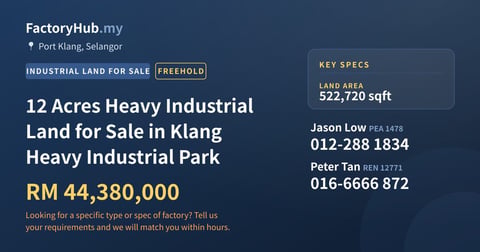 Land For Sale - 12 Acres Heavy Industrial Land for Sale in Klang Heavy Industrial Park - Port Klang, Selangor