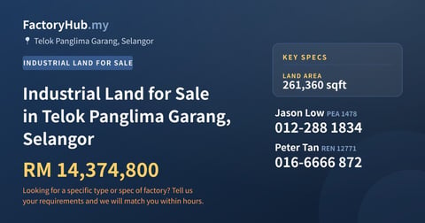 Land For Sale - Industrial Land for Sale in Telok Panglima Garang, Selangor - Telok Panglima Garang, Selangor