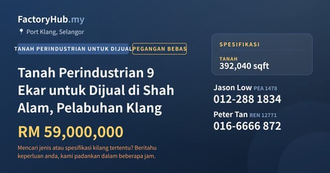 Tanah Untuk Dijual - Tanah Perindustrian 9 Ekar untuk Dijual di Shah Alam, Pelabuhan Klang - Port Klang, Selangor