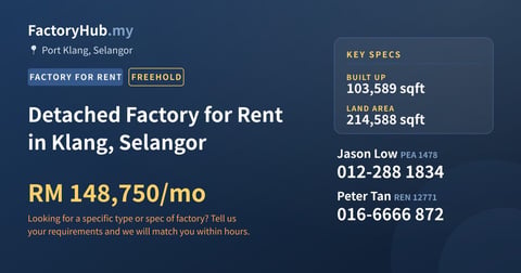 Factory For Rent - Detached Factory for Rent in Klang, Selangor - Port Klang, Selangor