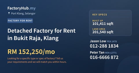 Factory For Rent - Detached Factory for Rent in Bukit Raja, Klang - Port Klang, Selangor
