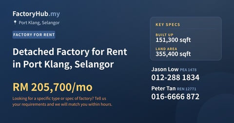 Factory For Rent - Detached Factory for Rent in Port Klang, Selangor - Port Klang, Selangor