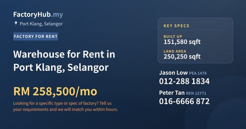Factory For Rent - Warehouse for Rent in Port Klang, Selangor - Port Klang, Selangor