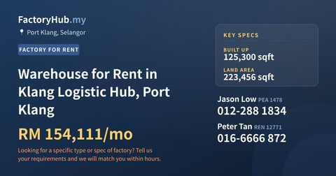 Factory For Rent - Warehouse for Rent in Klang Logistic Hub, Port Klang - Port Klang, Selangor