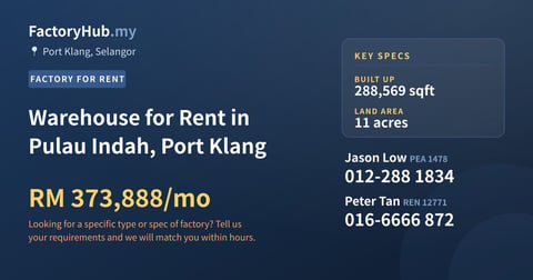 Factory For Rent - Warehouse for Rent in Pulau Indah, Port Klang - Port Klang, Selangor