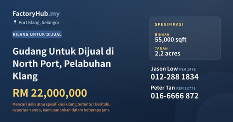 Kilang Untuk Dijual - Gudang Untuk Dijual di North Port, Pelabuhan Klang - Port Klang, Selangor