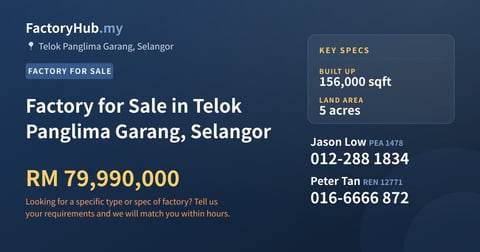 Factory For Sale - Factory for Sale in Telok Panglima Garang, Selangor - Telok Panglima Garang, Selangor