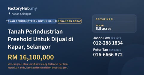 Tanah Untuk Dijual - Tanah Perindustrian Freehold Untuk Dijual di Kapar, Selangor - Kapar, Selangor