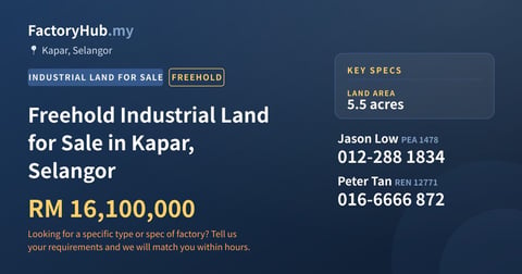 Land For Sale - Freehold Industrial Land for Sale in Kapar, Selangor - Kapar, Selangor