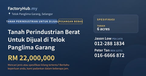 Tanah Untuk Dijual - Tanah Perindustrian Berat Untuk Dijual di Telok Panglima Garang - Telok Panglima Garang, Selangor