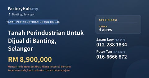 Tanah Untuk Dijual - Tanah Perindustrian Untuk Dijual di Banting, Selangor - Banting, Selangor