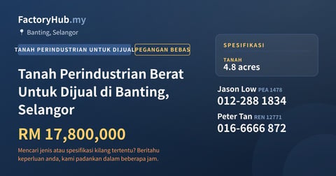 Tanah Untuk Dijual - Tanah Perindustrian Berat Untuk Dijual di Banting, Selangor - Banting, Selangor