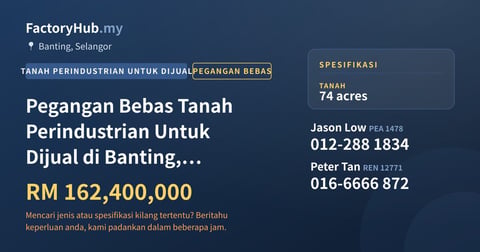 Tanah Untuk Dijual - Pegangan Bebas Tanah Perindustrian Untuk Dijual di Banting, Selangor - Banting, Selangor