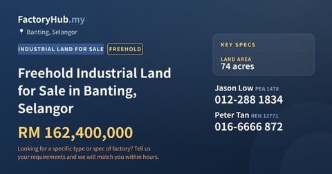 Land For Sale - Freehold Industrial Land for Sale in Banting, Selangor - Banting, Selangor