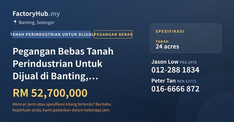 Tanah Untuk Dijual - Pegangan Bebas Tanah Perindustrian Untuk Dijual di Banting, Selangor - Banting, Selangor