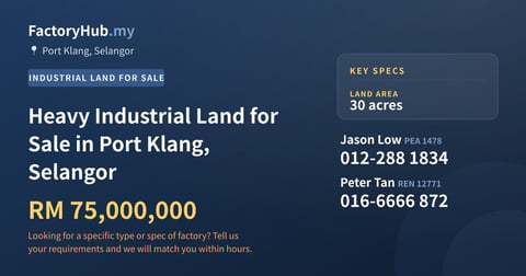 Land For Sale - Heavy Industrial Land for Sale in Port Klang, Selangor - Port Klang, Selangor
