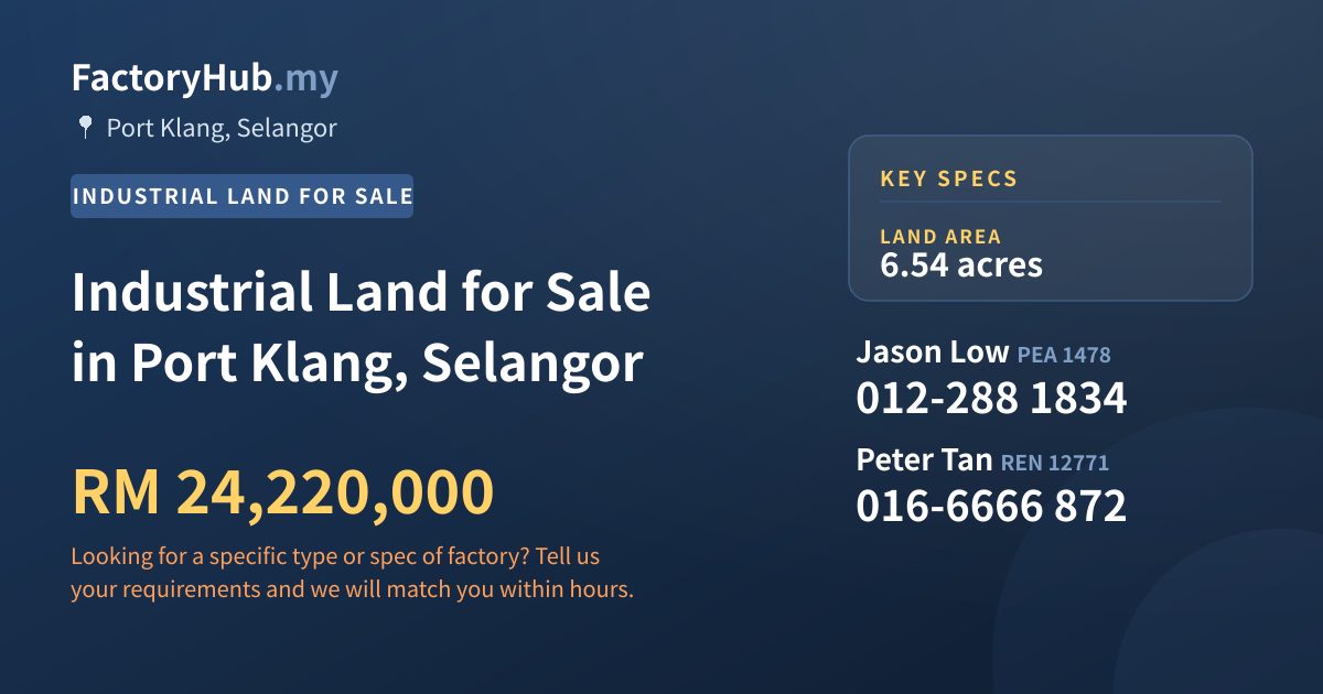 Land For Sale - Industrial Land for Sale in Port Klang, Selangor - Port Klang, Selangor