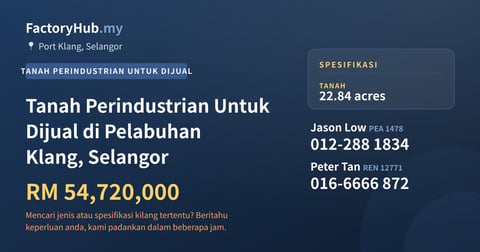 Tanah Untuk Dijual - Tanah Perindustrian Untuk Dijual di Pelabuhan Klang, Selangor - Port Klang, Selangor
