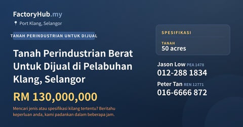 Tanah Untuk Dijual - Tanah Perindustrian Berat Untuk Dijual di Pelabuhan Klang, Selangor - Port Klang, Selangor