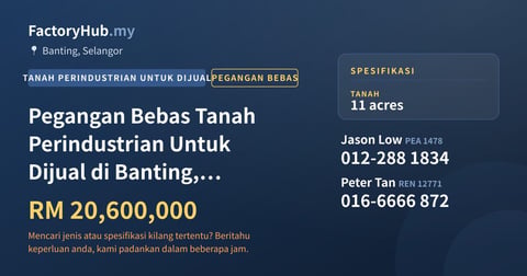 Tanah Untuk Dijual - Pegangan Bebas Tanah Perindustrian Untuk Dijual di Banting, Selangor - Banting, Selangor