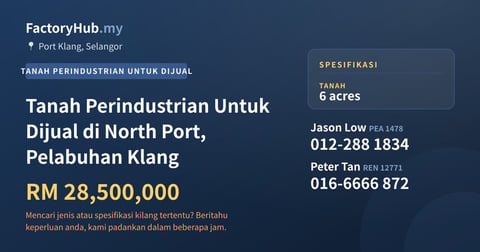 Tanah Untuk Dijual - Tanah Perindustrian Untuk Dijual di North Port, Pelabuhan Klang - Port Klang, Selangor
