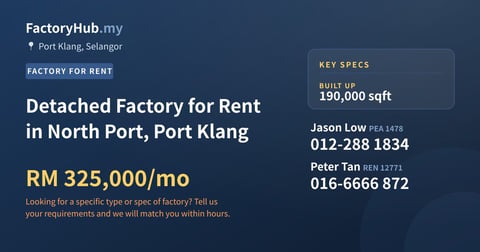 Factory For Rent - Detached Factory for Rent in North Port, Port Klang - Port Klang, Selangor