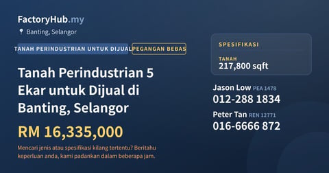 Tanah Untuk Dijual - Tanah Perindustrian 5 Ekar untuk Dijual di Banting, Selangor - Banting, Selangor
