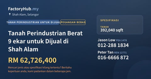 Tanah Untuk Dijual - Tanah Perindustrian Berat 9 ekar untuk Dijual di Shah Alam - Shah Alam, Selangor