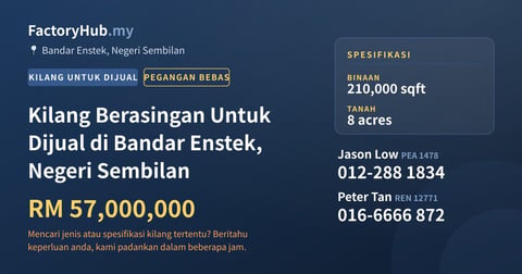 Kilang Untuk Dijual - Kilang Berasingan Untuk Dijual di Bandar Enstek, Negeri Sembilan - Bandar Enstek, Negeri Sembilan