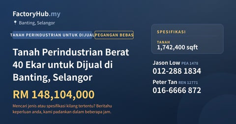 Tanah Untuk Dijual - Tanah Perindustrian Berat 40 Ekar untuk Dijual di Banting, Selangor - Banting, Selangor