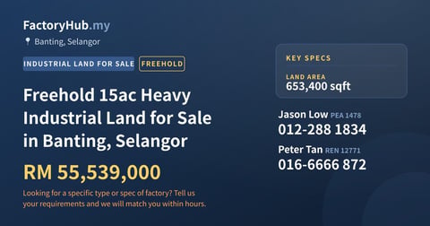 Land For Sale - Freehold 15ac Heavy Industrial Land for Sale in Banting, Selangor - Banting, Selangor