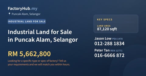 Land For Sale - Industrial Land for Sale in Puncak Alam, Selangor - Puncak Alam, Selangor