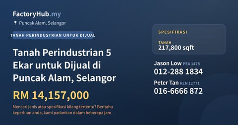 Tanah Untuk Dijual - Tanah Perindustrian 5 Ekar untuk Dijual di Puncak Alam, Selangor - Puncak Alam, Selangor