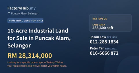 Land For Sale - 10-Acre Industrial Land for Sale in Puncak Alam, Selangor - Puncak Alam, Selangor
