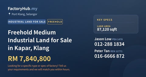 Land For Sale - Freehold Medium Industrial Land for Sale in Kapar, Klang - Port Klang, Selangor