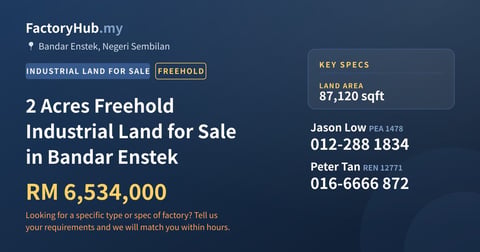 Land For Sale - 2 Acres Freehold Industrial Land for Sale in Bandar Enstek - Bandar Enstek, Negeri Sembilan