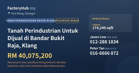Tanah Untuk Dijual - Tanah Perindustrian Untuk Dijual di Bandar Bukit Raja, Klang - Port Klang, Selangor