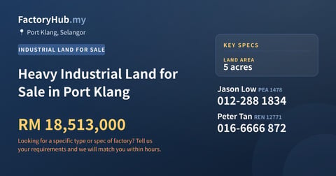 Land For Sale - Heavy Industrial Land for Sale in Port Klang - Port Klang, Selangor