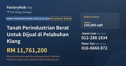 Tanah Untuk Dijual - Tanah Perindustrian Berat Untuk Dijual di Pelabuhan Klang - Port Klang, Selangor