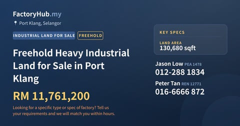 Land For Sale - Freehold Heavy Industrial Land for Sale in Port Klang - Port Klang, Selangor