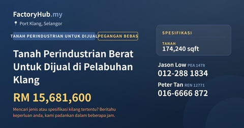 Tanah Untuk Dijual - Tanah Perindustrian Berat Untuk Dijual di Pelabuhan Klang - Port Klang, Selangor