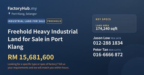Land For Sale - Freehold Heavy Industrial Land for Sale in Port Klang - Port Klang, Selangor