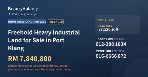 Land For Sale - Freehold Heavy Industrial Land for Sale in Port Klang - Port Klang, Selangor