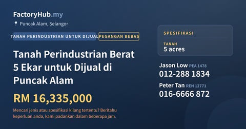 Tanah Untuk Dijual - Tanah Perindustrian Berat 5 Ekar untuk Dijual di Puncak Alam - Puncak Alam, Selangor