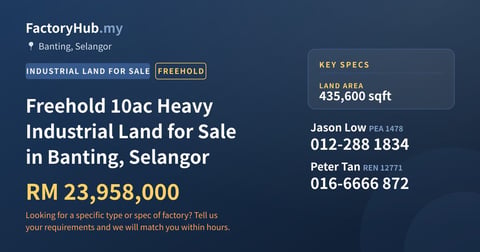 Land For Sale - Freehold 10ac Heavy Industrial Land for Sale in Banting, Selangor - Banting, Selangor